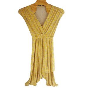 Maeve by Anthropologie Fete Womens XS Womens Floral Midi V Neck Cap Sleeve Dress